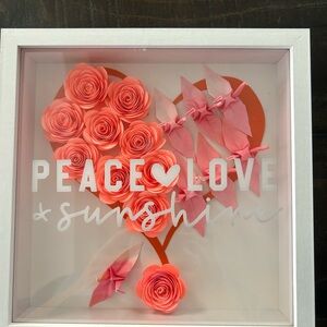 Peace and Love 3D Flowers and Origami tsuru Shadow box
